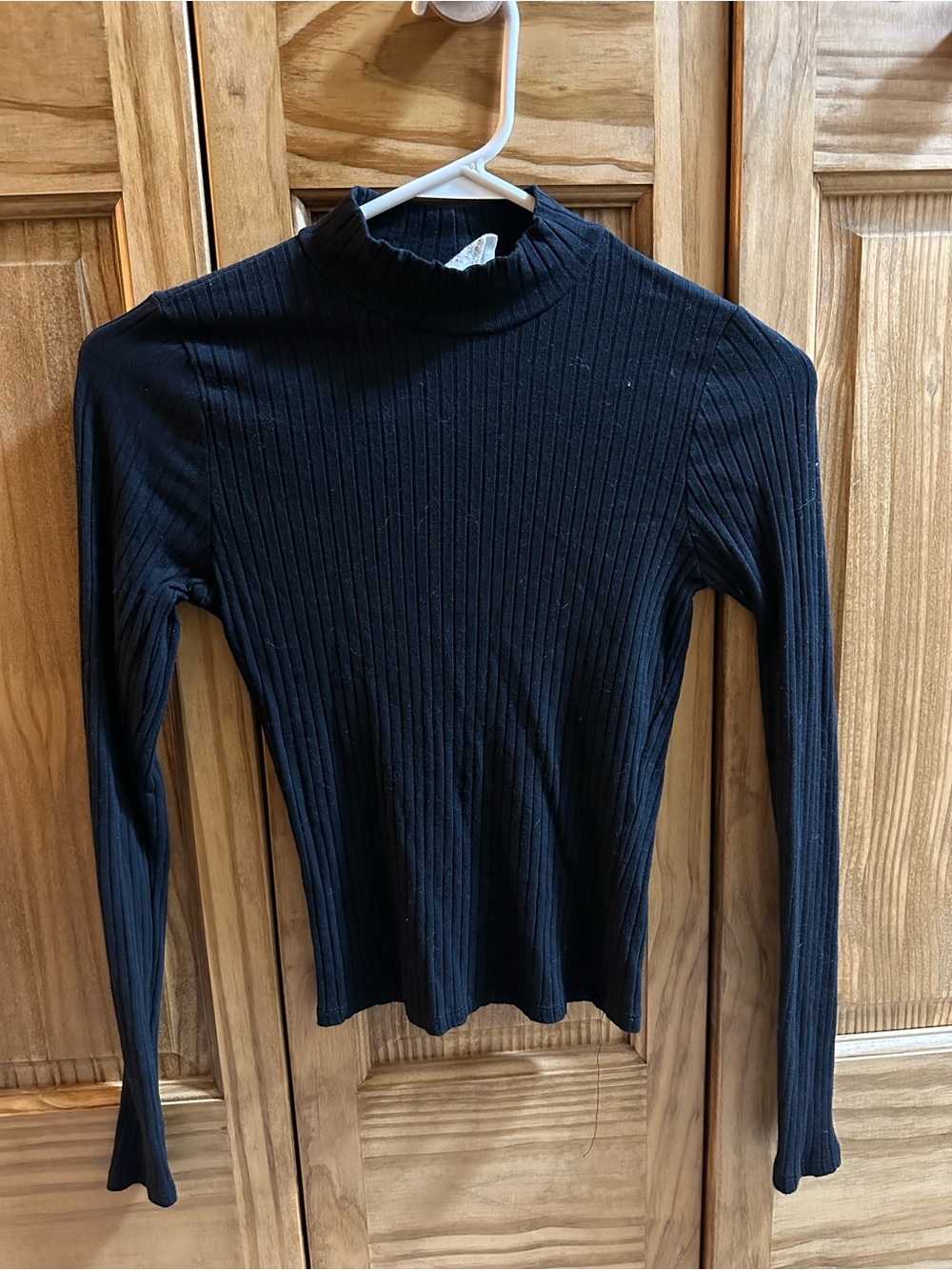 Full Tilt Black Ribbed Mockneck Long Sleeve Top